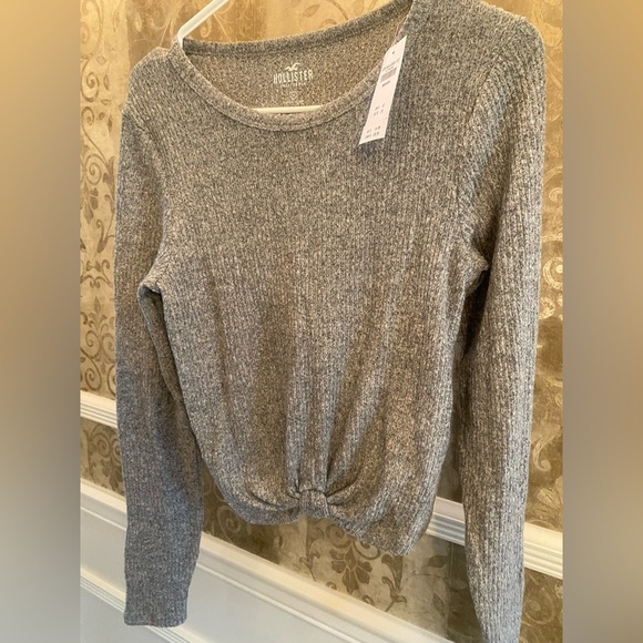 Hollister Heather Gray Ribbed Sweater - Picture 4 of 5
